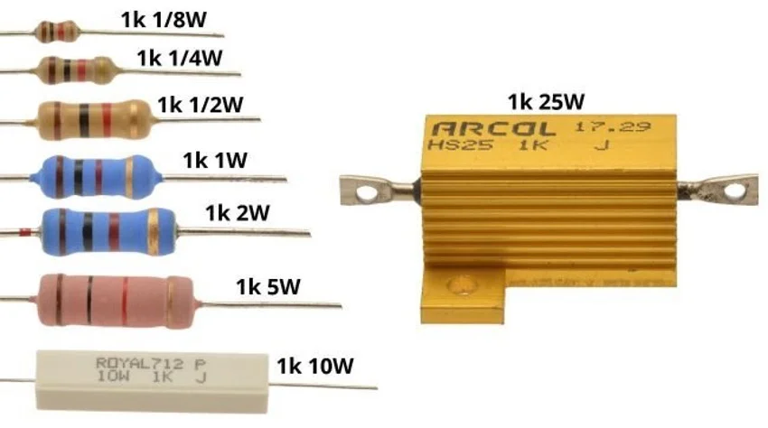 resistor de 1k em varias potencias