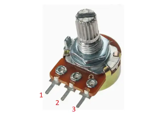Imagem real de potenciometro eixo curto estriado