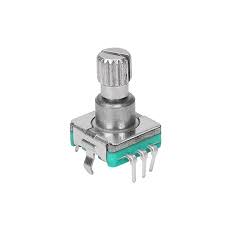 Imagem de um potenciometro miniatura blindado eixo curto